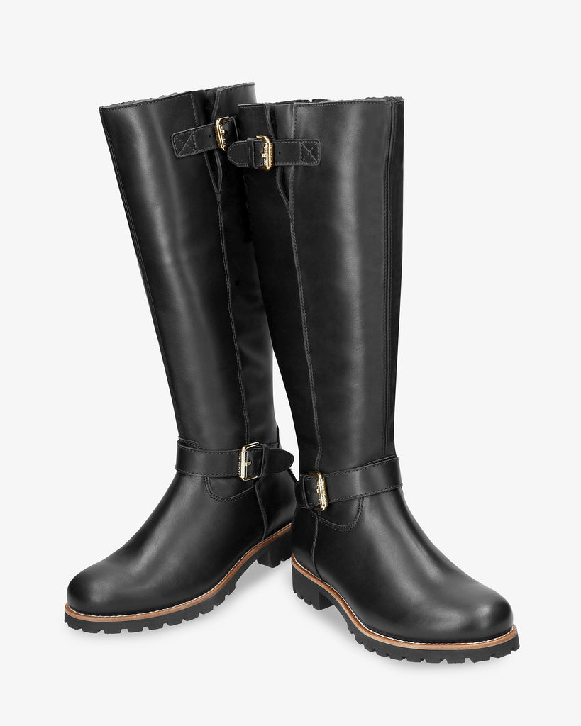 Amberes Igloo Trav botas de piel con forro interior de pelo natural. negro