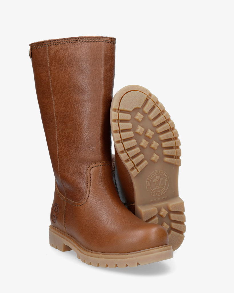 Bambina Igloo botas de piel con forro interior de pelo natural. cuero