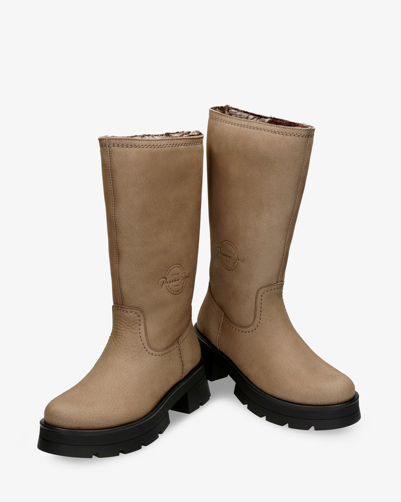 Charis botas de piel con forro interior de pelo. gris