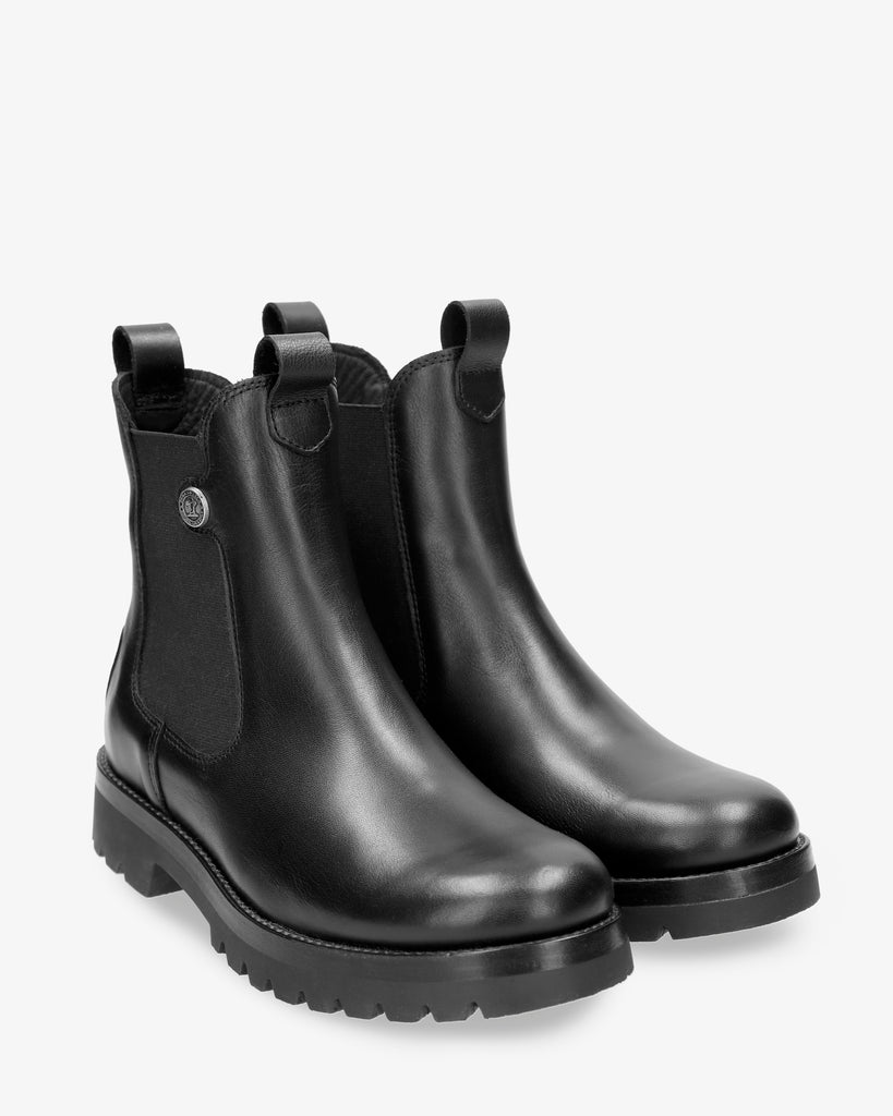 Francesca botines de piel con forro interior de piel. negro