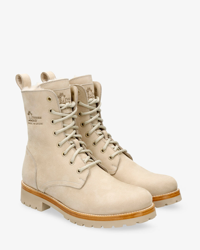 Frisia botas de piel con forro interior de pelo. crudo