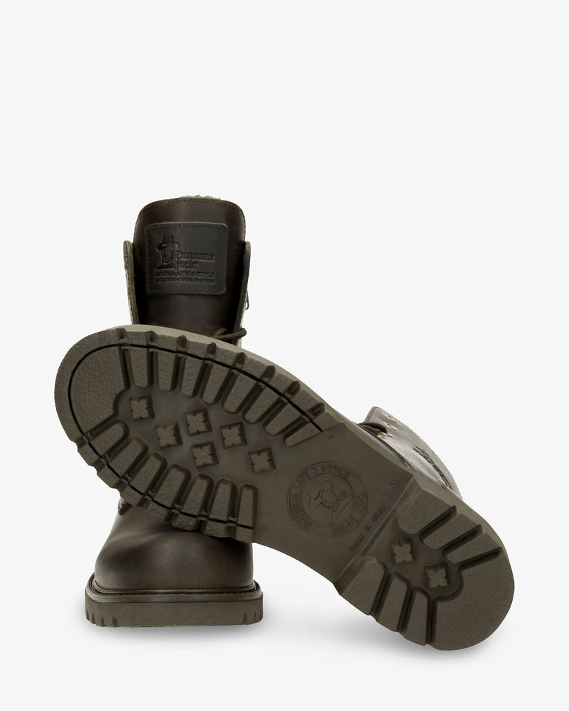 Frisia botas de piel con forro interior de pelo. kaki