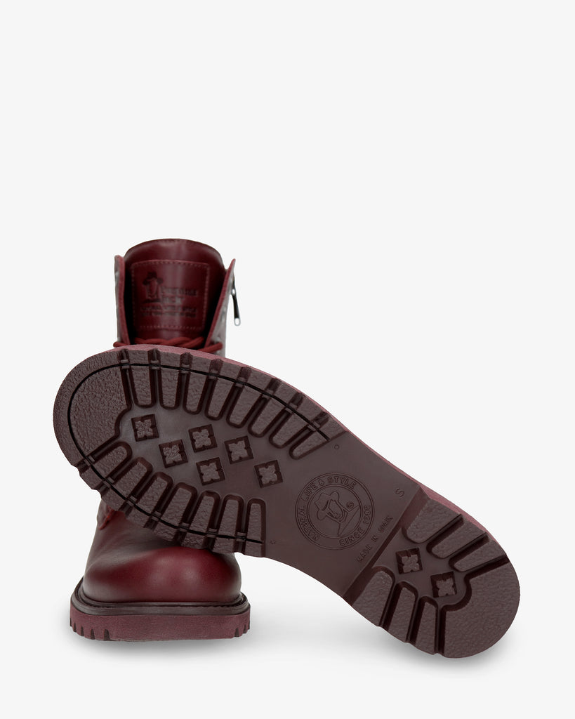 Frisia botas de piel con forro interior de piel. burdeos