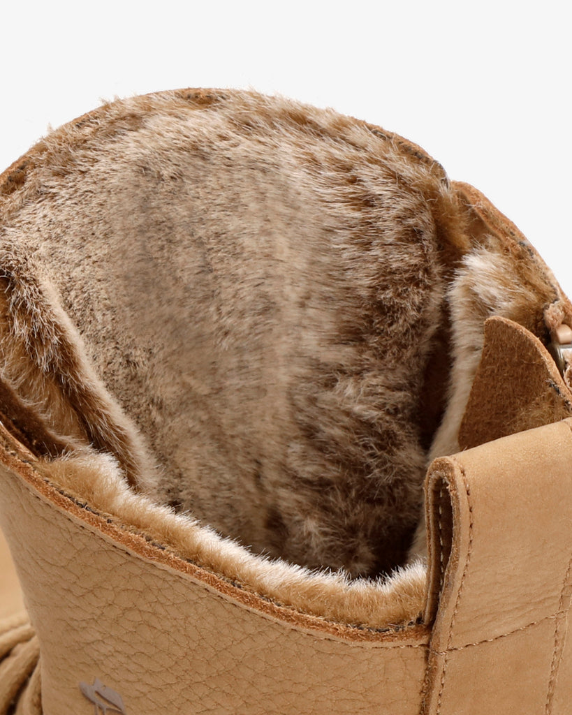 Frisia botas de piel con forro interior de pelo. camel