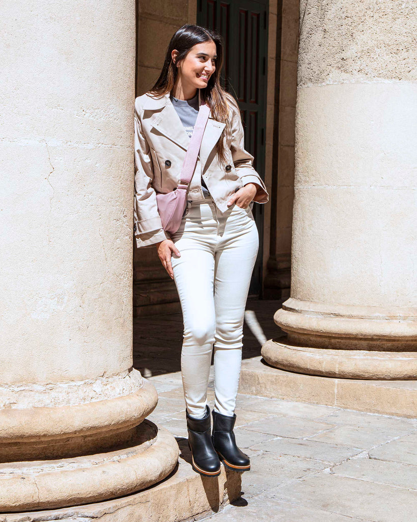 Grace botas de piel con forro interior de pelo. negro