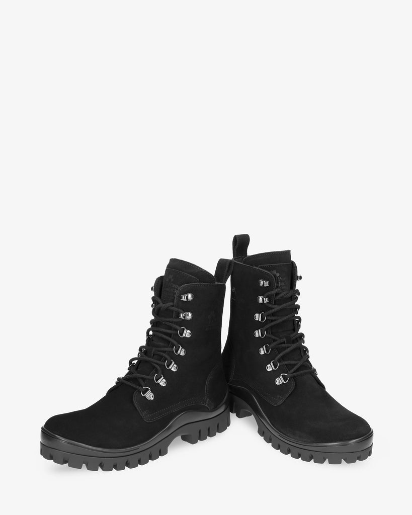 Hongkong botas de piel con forro interior de piel. negro