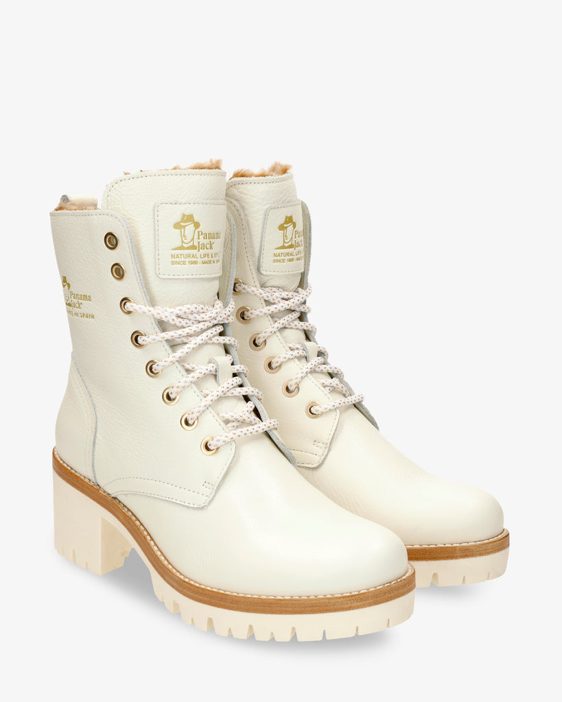Padma botas de piel con forro interior de pelo. blanco