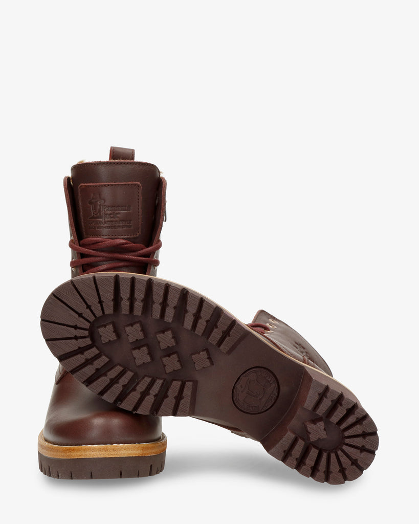 Padma botas de piel con forro interior de pelo. burdeos