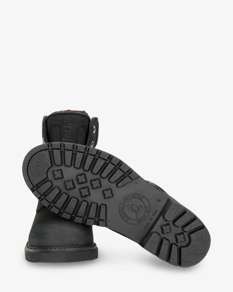 Panama 03 botas de piel con forro interior de pelo. negro