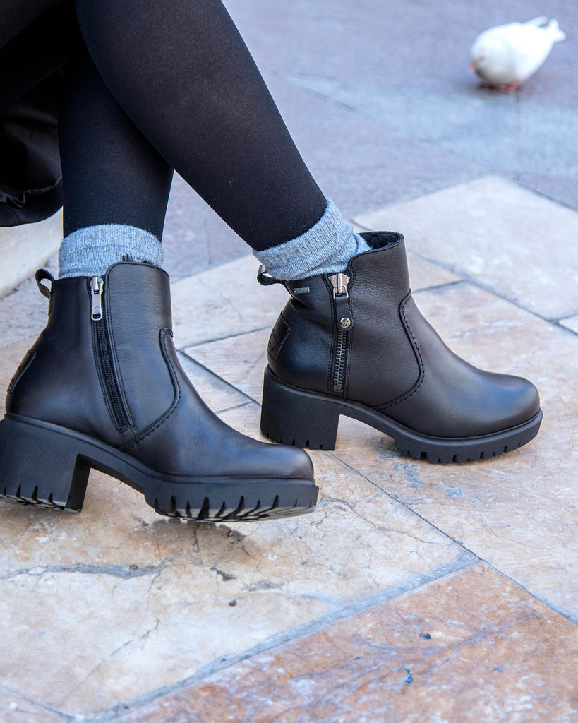 Pauline Gtx botines de piel con forro interior de gore-tex®. negro