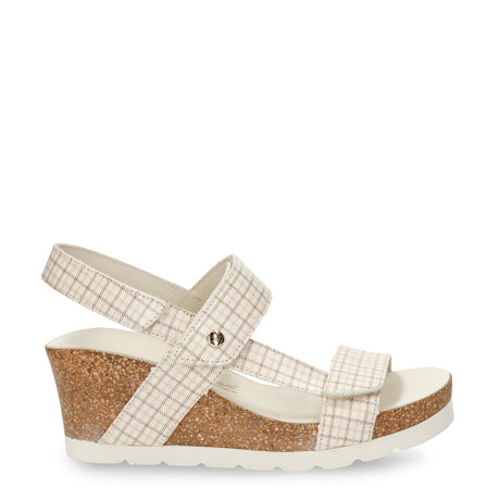 Vilma Plaid sandalias de piel con forro interior de piel. crudo