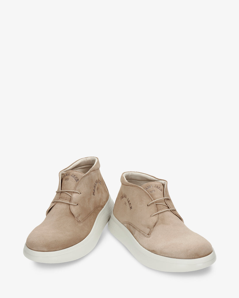 Yohan botín de piel con forro interior de piel. taupe